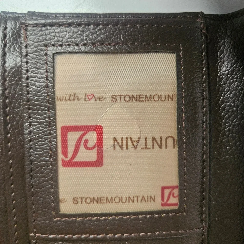Stone Mountain Bonded Leather Trifold Wallet Turquoise Brown Floral Embossed